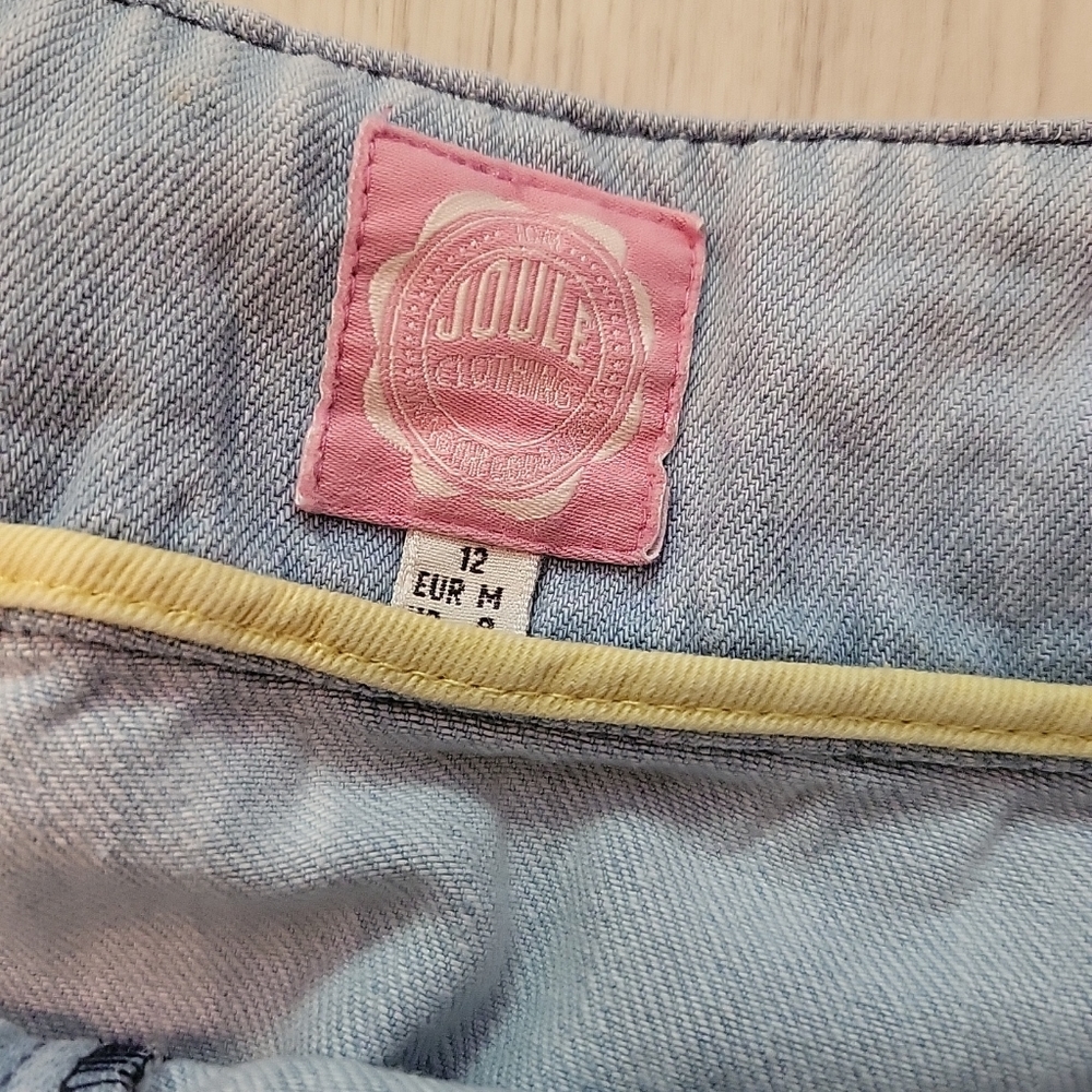 Joules Mini Blue Wash Denim Skirt Front Pockets Size 12 - Picture 6 of 9